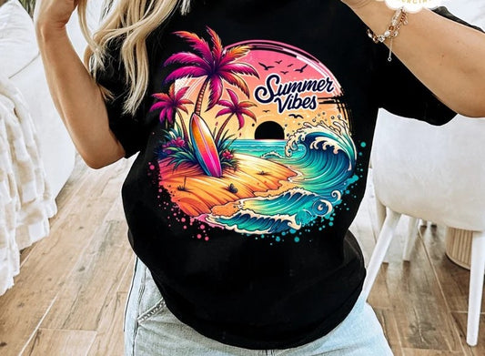 Summer Vibes Beach Digital PNG Download Design