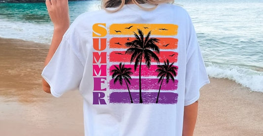 Summer Palm Trees and Sunset DTF Print Transfer