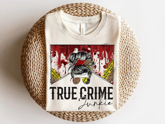 True Crime Junkie DTF on Sand T-Shirt
