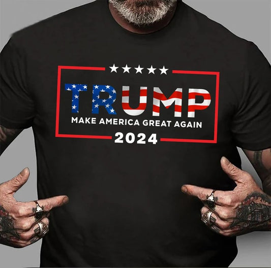 Trump Make America Great Again DTF on Black T-Shirt