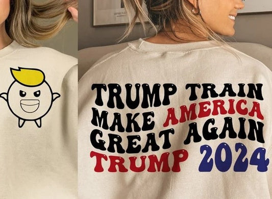 Trump Train - Trump 2024 Front left chest and Back DTF Print Transfer