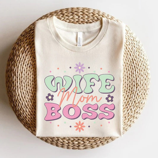 Wife Mom Boss DTF on Sand T-shirt