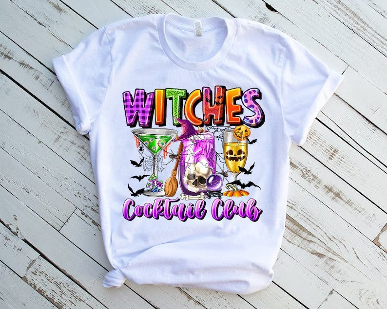 Witches Cocktail Club Direct to Film on White T-Shirt